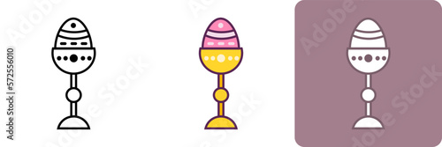 aster Eggs Holder Icon Set features a collection of icons showcasing colorful Easter eggs displayed in holders