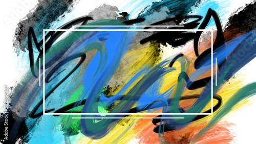 abstract colorful brushstrokes painting background title cover frame oil paint - PNG image with transparent background