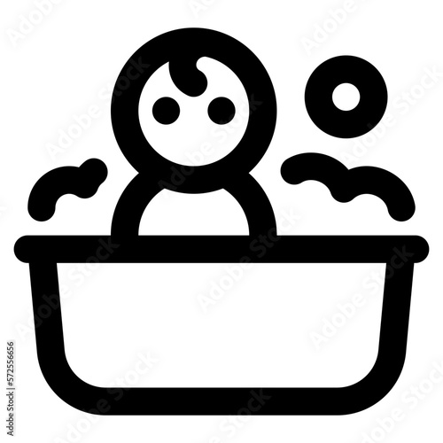 Baby Bathing Time Line Icon