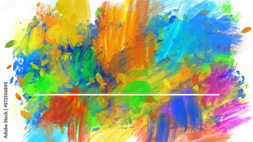 abstract colorful brushstrokes painting background title cover frame with white line - PNG image with transparent background