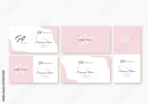 Abstract gift voucher card template. concept cover. Modern set discount coupon or certificate layout.