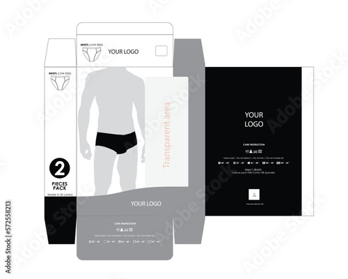 men's underwear box design and brief underwear packaging mockup