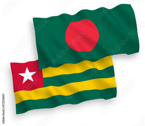 Flags of Togolese Republic and Bangladesh on a white background