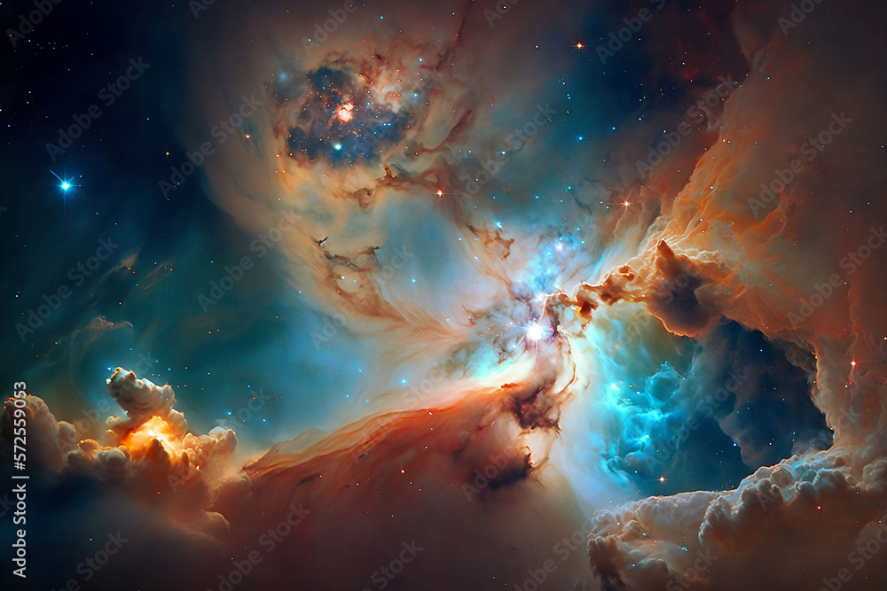Colorful Abstract Outer Space Galaxy Background with Endless Nebula. Ai Generative