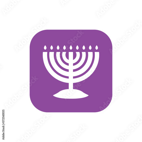 menorah symbol button purple vector