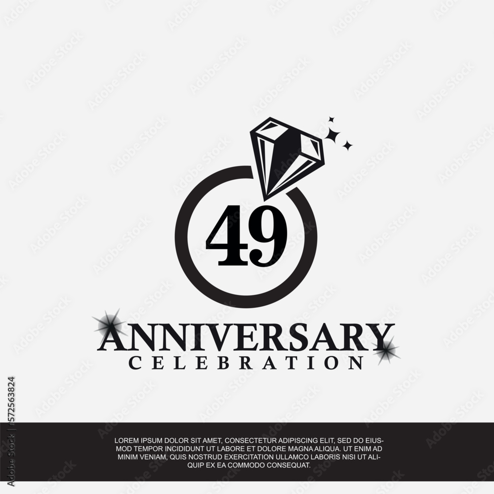 49th year anniversary celebration logo with black color wedding ring vector abstract design 49th year anniversary celebration logo with black color wedding ring vector abstract design