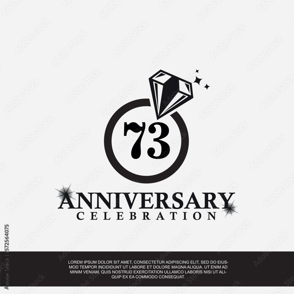 73rd year anniversary celebration logo with black color wedding ring vector abstract design 73rd year anniversary celebration logo with black color wedding ring vector abstract design