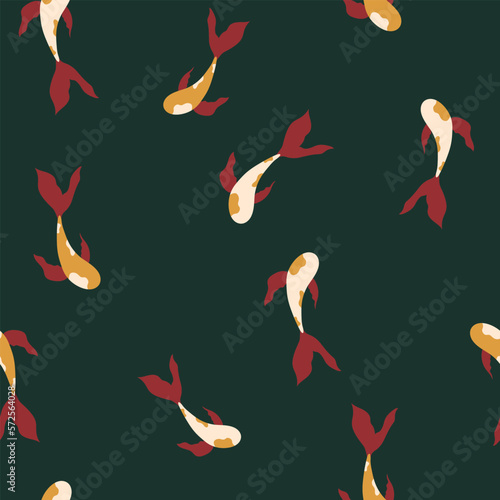 Seamless illustration with fish. Fabulous World. Perfect for wallpaper, gift paper, template filler, web page background, greeting cards. Vector illustration.