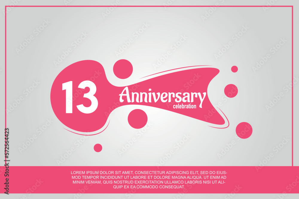 13th year anniversary celebration logo with pink color design with pink color bubbles on gray background vector abstract illustration 13th year anniversary celebration logo with pink color design with pink color bubbles on gray background vector abstract illustration
