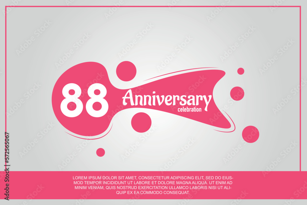 88th year anniversary celebration logo with pink color design with pink color bubbles on gray background vector abstract illustration 88th year anniversary celebration logo with pink color design with pink color bubbles on gray background vector abstract illustration