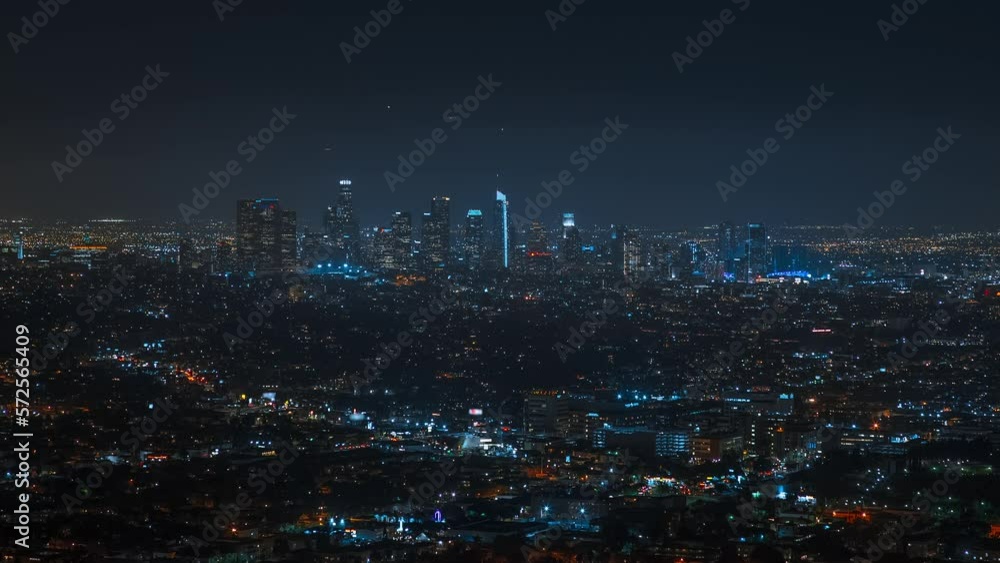 Timelapse of Los Angeles at night. Big city in the USA Timelapse of Los Angeles at night. Big city in the USA