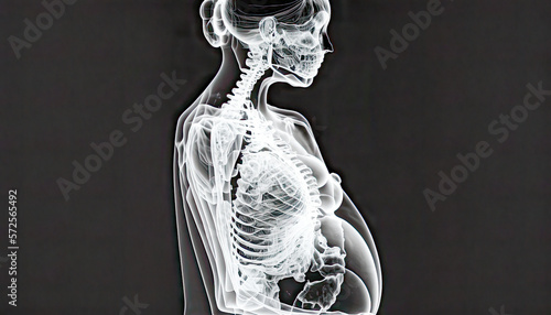 Concept of pregnancy. Woman body x-ray - Generative AI