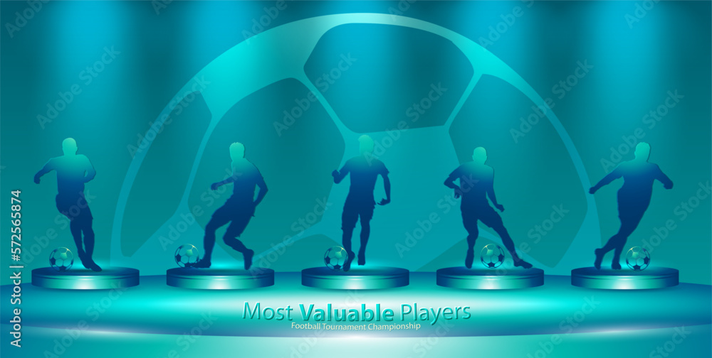 set of silhouettes of trophy soccer players with the ball set of silhouettes of trophy soccer players with the ball