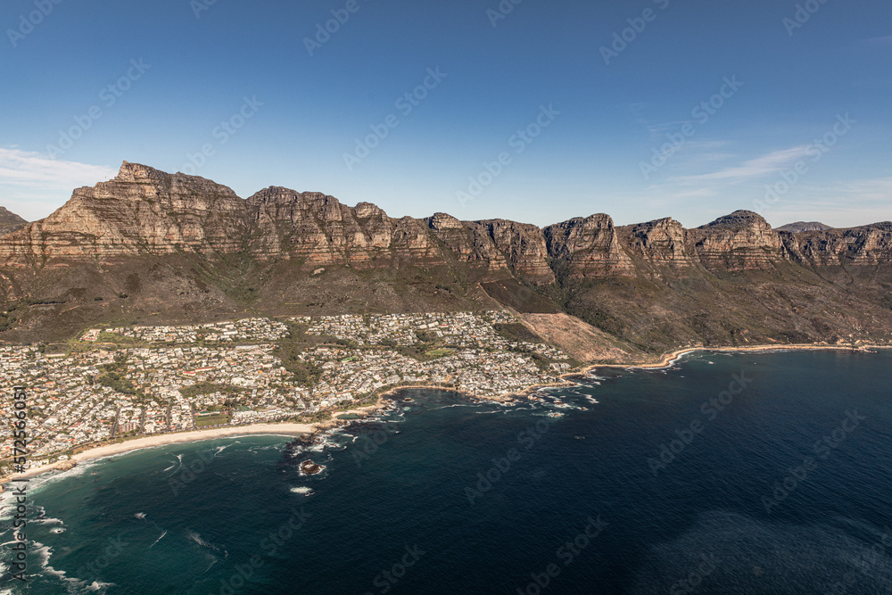 Twelve Apostles and Sea Point (Cape Town, South Africa), view from helicopter