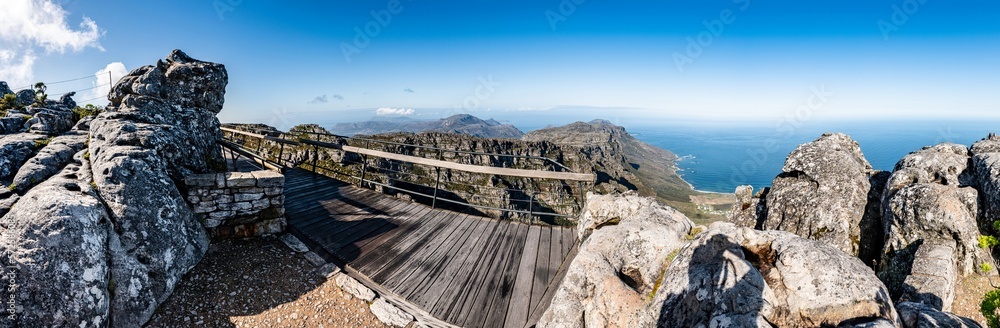 Fototapeta premium View from Table Mountain (Cape Town, South Africa) at a sunny day