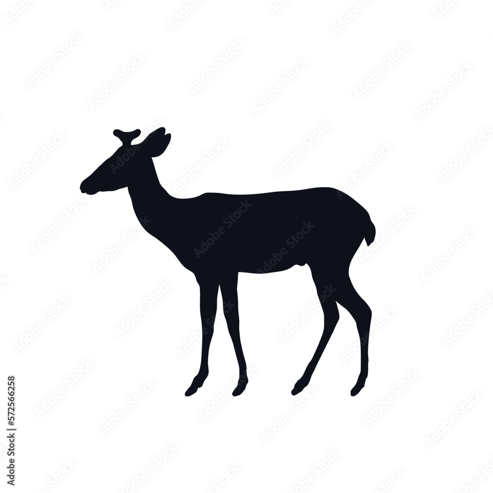 Fawn baby deer logo icon sign. Young deer animal emblem silhouette Natural design Cute style Fashion print for clothes apparel greeting invitation card educational banner badge poster flyer cover ad