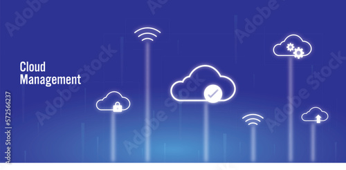 Cloud Management, Cloud technology, Integrated digital web concept background, Tech background