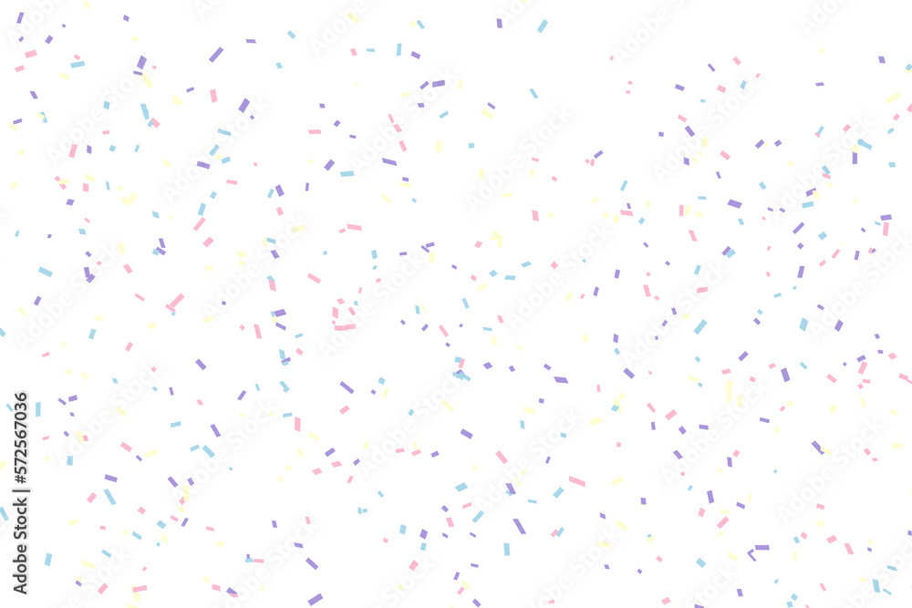 Pastel color confetti on tranparent background, confetti overlay layer.  Festive backdrop for your projects.