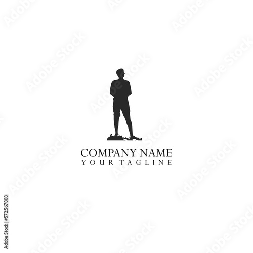 Silhouette man standing look up logo vector