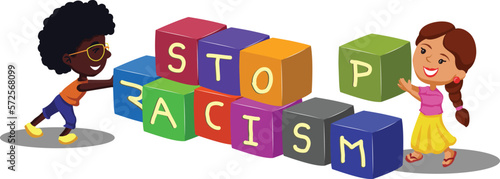 Black Lives Matter, BLM, No Racism, Statement. Young African Americans: man and woman against racism. Black citizens are fighting for equality. 
