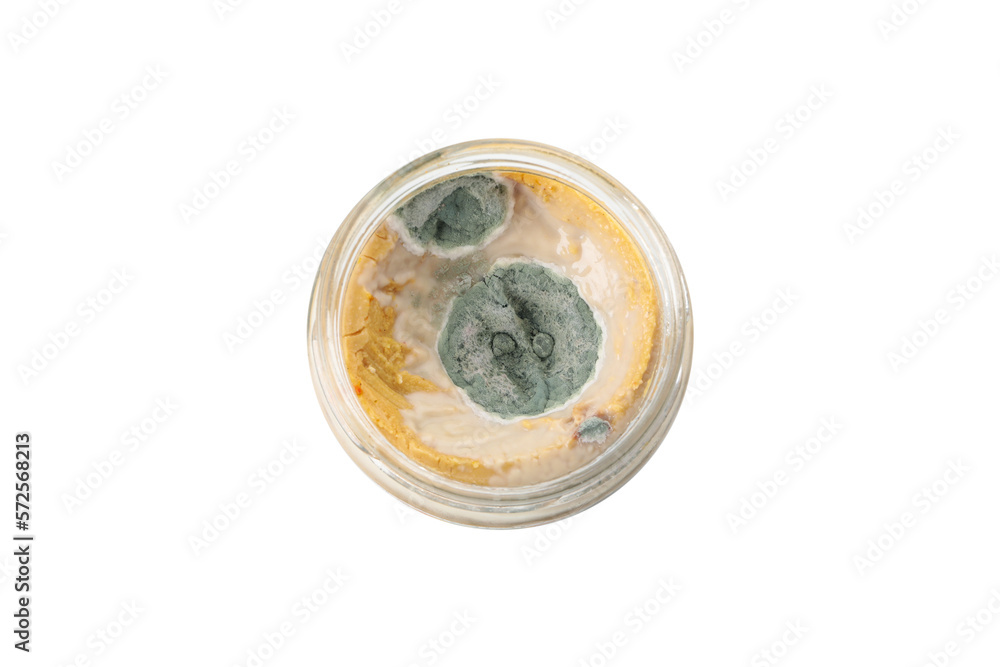 Jar with mold, isolated on white background Jar with mold, isolated on white background