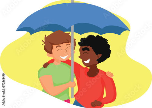 Black Lives Matter, BLM, No Racism, Statement. Young African Americans: man and woman against racism. Black citizens are fighting for equality. 