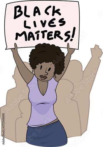 Black Lives Matter, BLM, No Racism, Statement. Young African Americans: man and woman against racism. Black citizens are fighting for equality. 