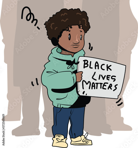 Black Lives Matter, BLM, No Racism, Statement. Young African Americans: man and woman against racism. Black citizens are fighting for equality. 