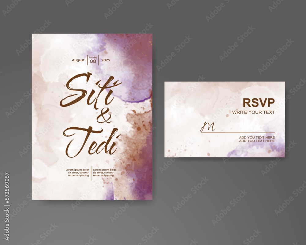 Wedding invitation with abstract watercolor background Wedding invitation with abstract watercolor background