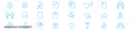 Psychology and mental line icons collection Vector illustration
