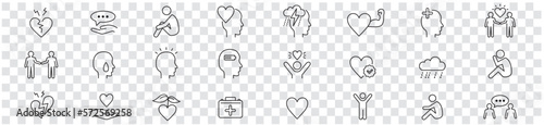 Fotografiet Psychology and mental line icons collection Vector illustration