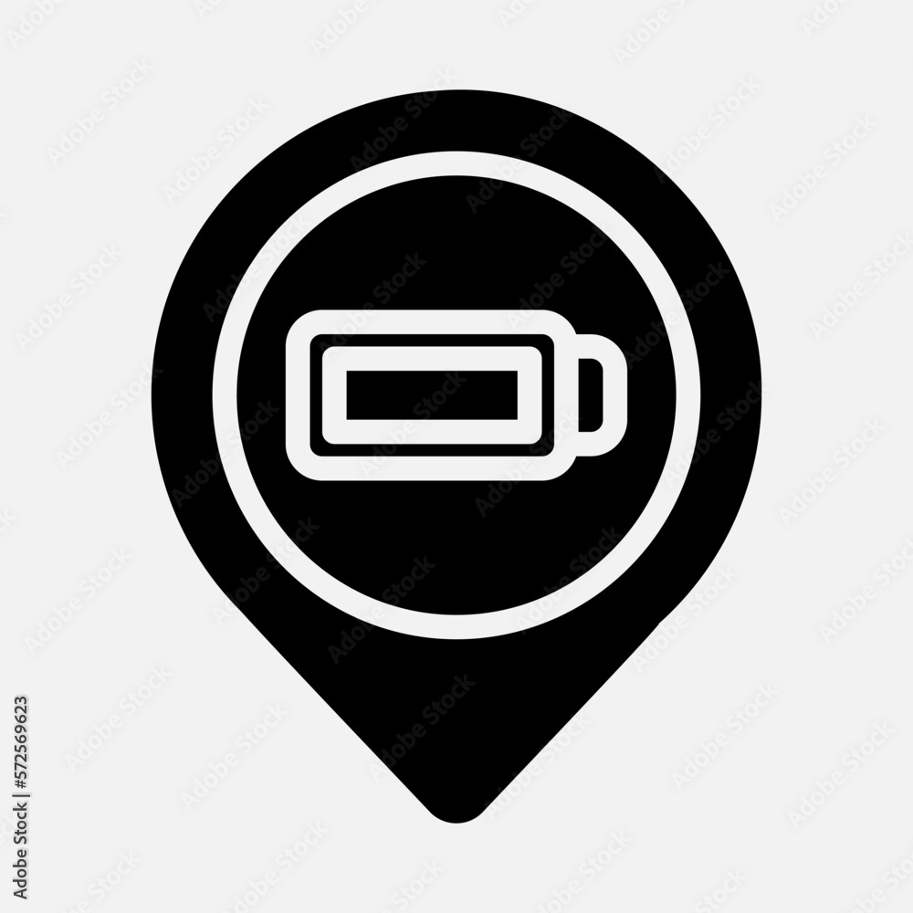 Battery location icon in solid style, use for website mobile app presentation Battery location icon in solid style, use for website mobile app presentation
