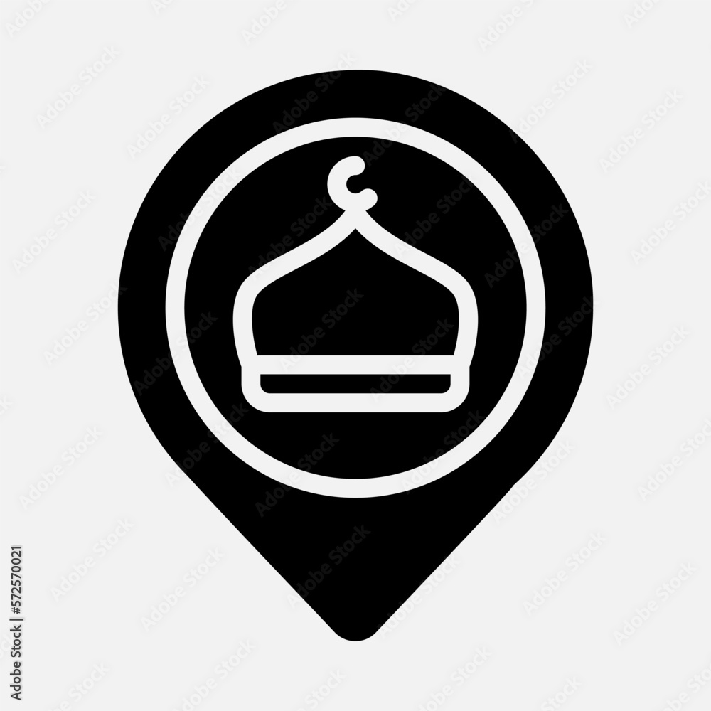 Mosque location icon in solid style, use for website mobile app presentation Mosque location icon in solid style, use for website mobile app presentation