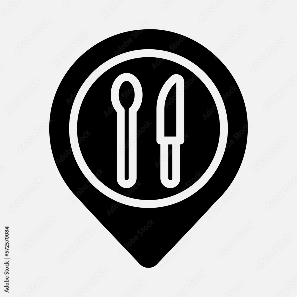 Restaurant location icon in solid style, use for website mobile app presentation Restaurant location icon in solid style, use for website mobile app presentation