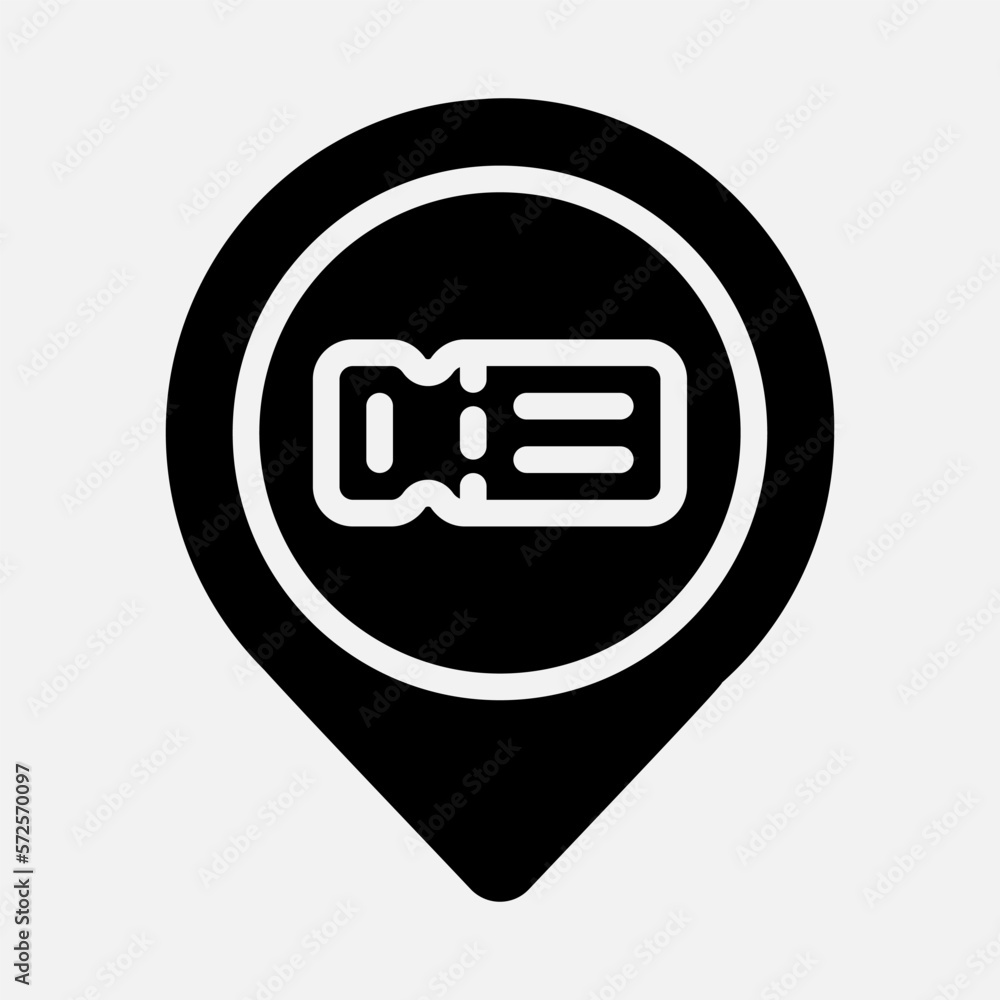 Ticket location icon in solid style, use for website mobile app presentation Ticket location icon in solid style, use for website mobile app presentation