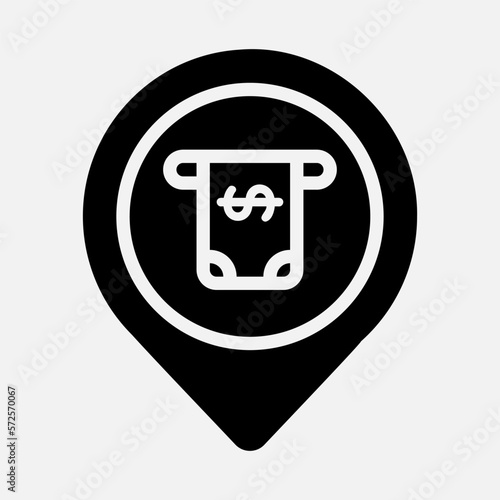 ATM location icon in solid style, use for website mobile app presentation