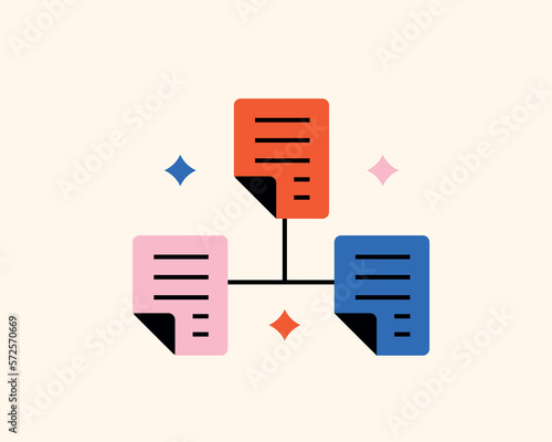 Geometric documents illustration. Vector internet icon in flat design art.
