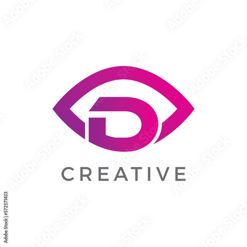 Eye Letter D Logo. D Letter Design Vector with Eye