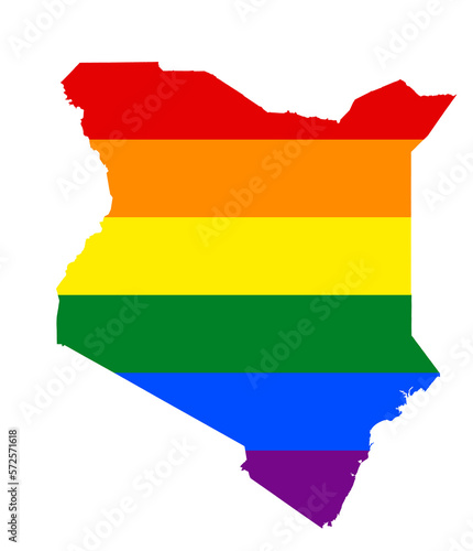 LGBT flag map of the Kenya. PNG rainbow map of the Kenya in colors of LGBT  lesbian  gay  bisexual  and transgender  pride flag.