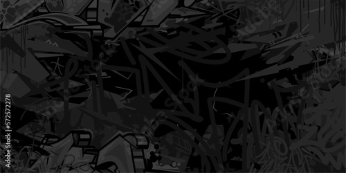 Dark Black Abstract Flat Urban Street Art Graffiti Style Vector Illustration Template Background