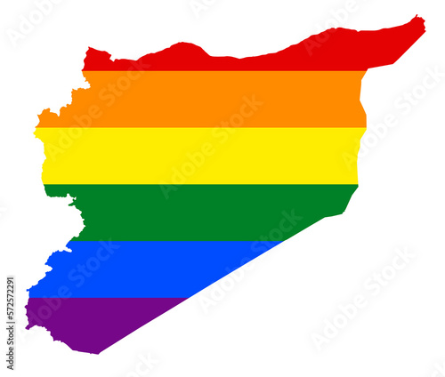 LGBT flag map of the Syria. PNG rainbow map of the Syria in colors of LGBT  lesbian  gay  bisexual  and transgender  pride flag.