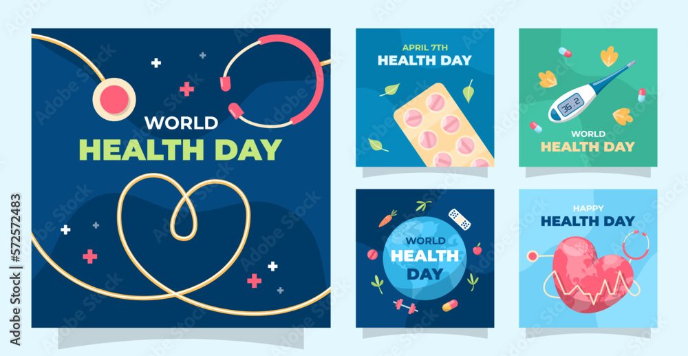 Obraz premium Colección de post del día mundial de la salud 