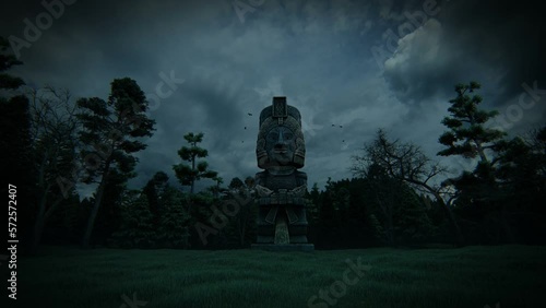 Ancient Mayan Aztec Statue 3D Video Animation