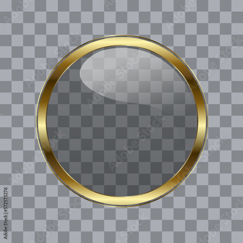 Transparency golden button, luxury user interface circular processing button vector illustration design