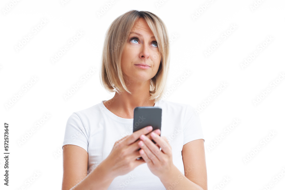 Picture of blonde woman over back isolated background with mobile phone Picture of blonde woman over back isolated background with mobile phone