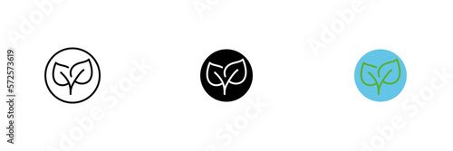 Planet icon with leaves. Green Peace, protect the planet, stop toxic emissions into the atmosphere. Vector set of icons in line, black and colorful styles isolated on white background.