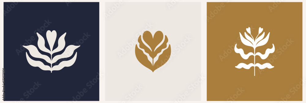 Minimalistic image of flowers in the form of a heart. Logo template for packaging, cosmetics, handicrafts, social media, beauty products, etc. Minimalistic image of flowers in the form of a heart. Logo template for packaging, cosmetics, handicrafts, social media, beauty products, etc.