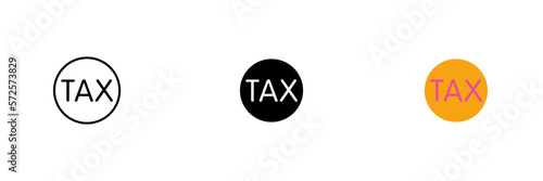 Tax icon in a circle. Bypassing taxation, rent, tax reduction. Vector set of icons in line, black and colorful styles isolated on white background.
