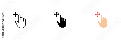 Zoom finger icon. Internet surfing, management, control. Vector set of icons in line, black and colorful styles isolated on white background.