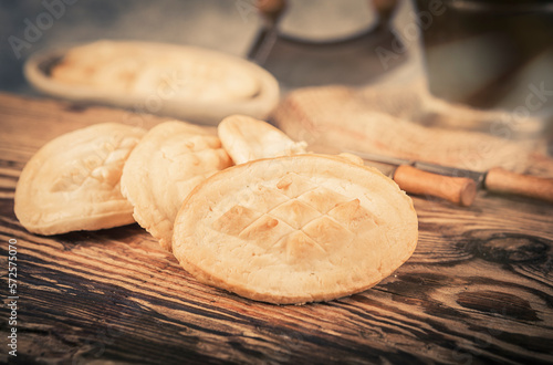 Fototapeta Naklejka Na Ścianę i Meble -  Oscypek (Oszczypek) is a traditional Polish highland cheese made of sheep's milk from the vicinity of the Tatra mountain range.